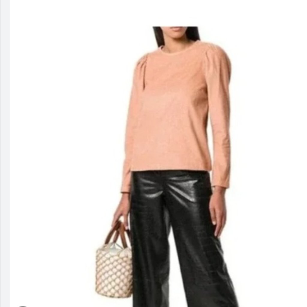 Eeuc Ulla Johnson Blush Color Brushed Corduroy Long Sleeve Puff Top 4